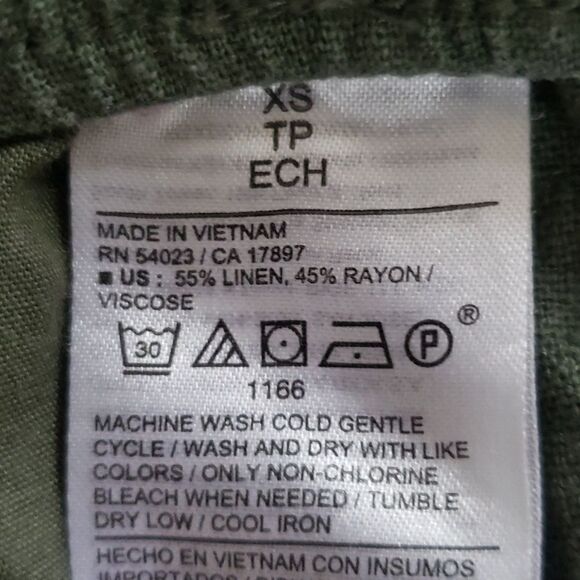 Old Navy Linen Blend Olive Green Women's Shorts Cargo Pockets Drawstring Waist - Picture 4 of 5